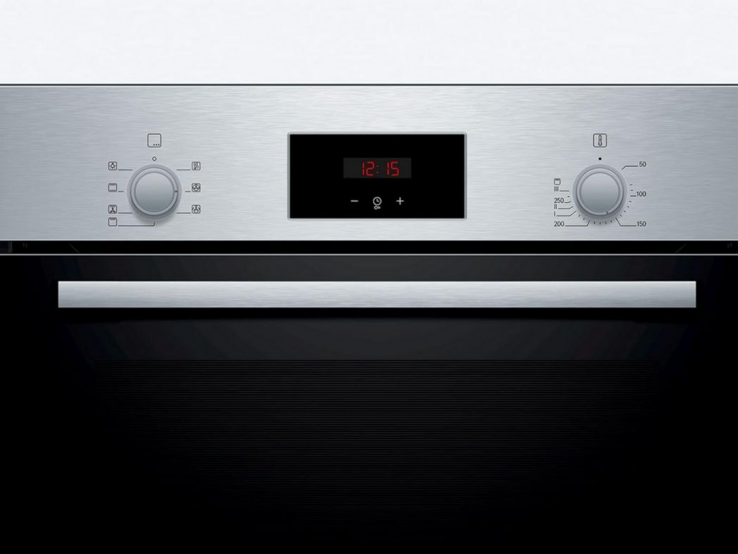 Bosch HBF133BR0 Serie 2 - Horno empotrable - 60 x 60 cm - Accesorio de limpieza EcoClean Direct - Cocción con aire caliente 3D en 3 niveles simultáneos - Pantalla LED - Calentamiento rápido - Bloqueo para niños