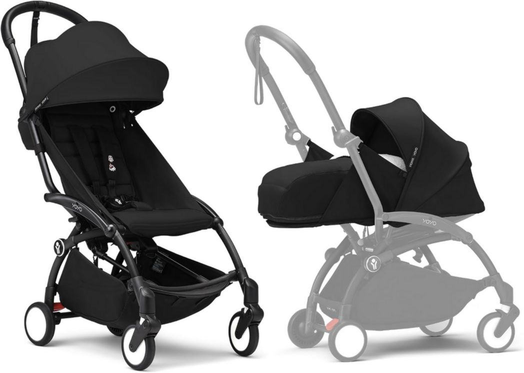 Cochecito Stokke YOYO3 con paquete para recién nacidos y paquete de colores 6+: incluye un marco negro, un paquete de colores YOYO 6+ (jengibre) y un paquete para recién nacidos 0+ (jengibre)