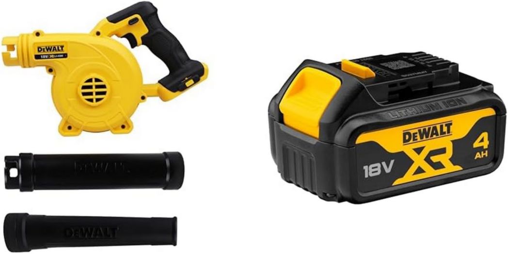 Soplador sin escobillas DEWALT XR de 18 V y 5 Ah con batería de iones de litio - Soplador eléctrico de mano inalámbrico - Volumen de aire de 450 CFM - Velocidad de 200 km/h - 3,1 kg DCMBL562N-XJ