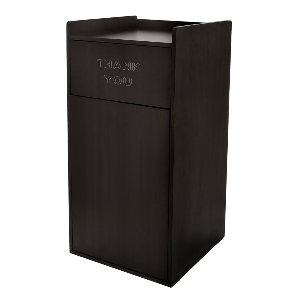 Contenedor de basura comercial de madera negra de 40 galones con tapa Alpine Industries 476-BLK