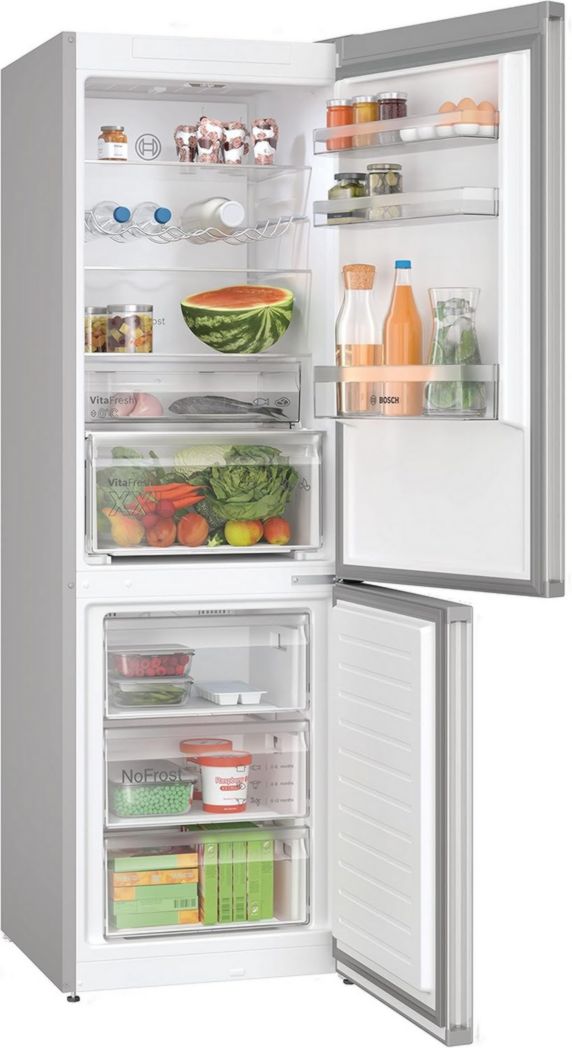 Bosch KGN367LDF - Serie 4, Frigorífico-congelador independiente, 186 x 60 cm, Acero inoxidable