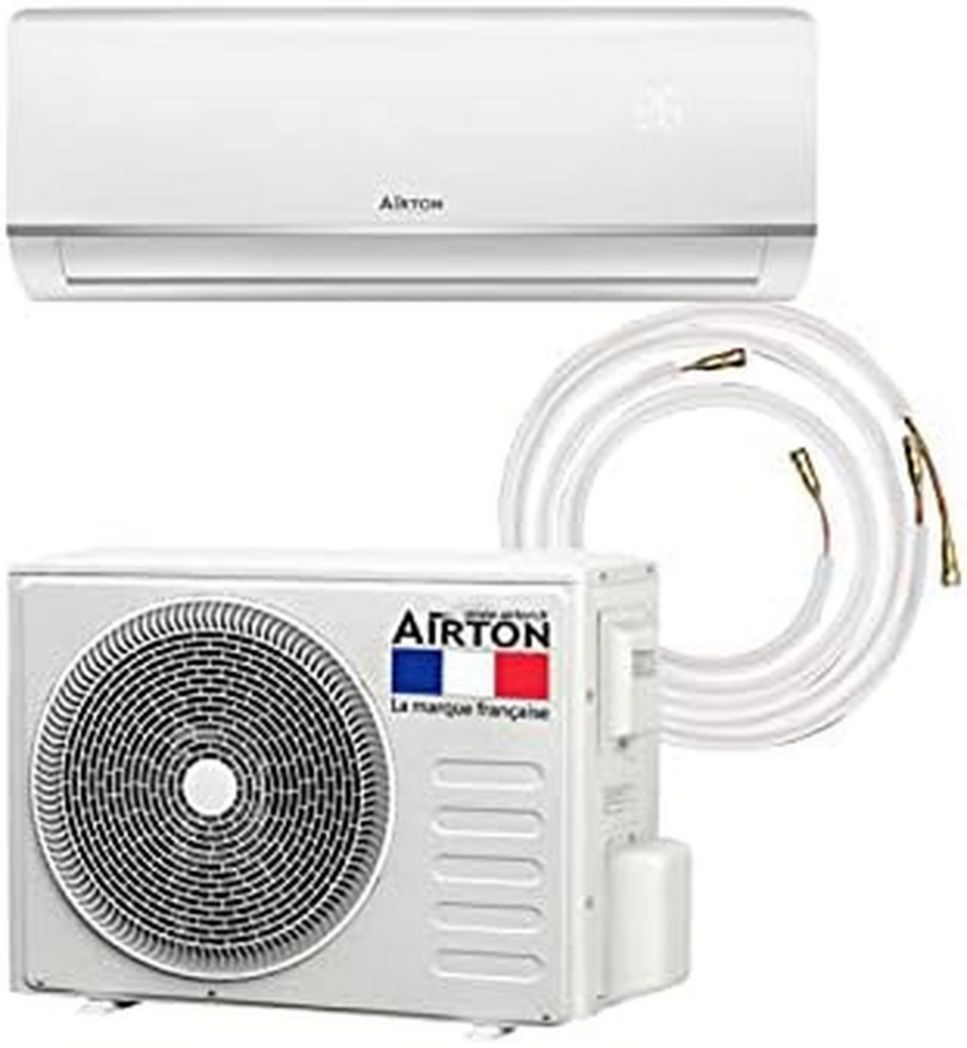 PACK Airton Listo para Instalar: Bomba de calor/Aire acondicionado reversible R32-5270/5500W - 18000BTU + Conexión 4M Ready Clim (60m2 - A++) - Gas precargado.