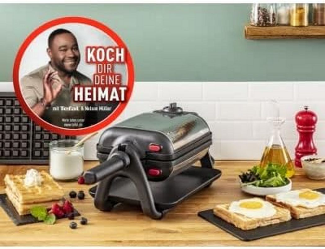 Máquina para hacer gofres 4 en 1 Tefal, color negro y acero inoxidable