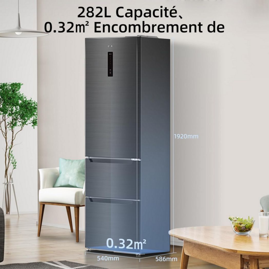 Frigorífico con congelador inferior CHIQ CBM159LEBD, 157 litros (109 + 48), Low Frost, bajo nivel de ruido, enfriamiento rápido, diseño compacto