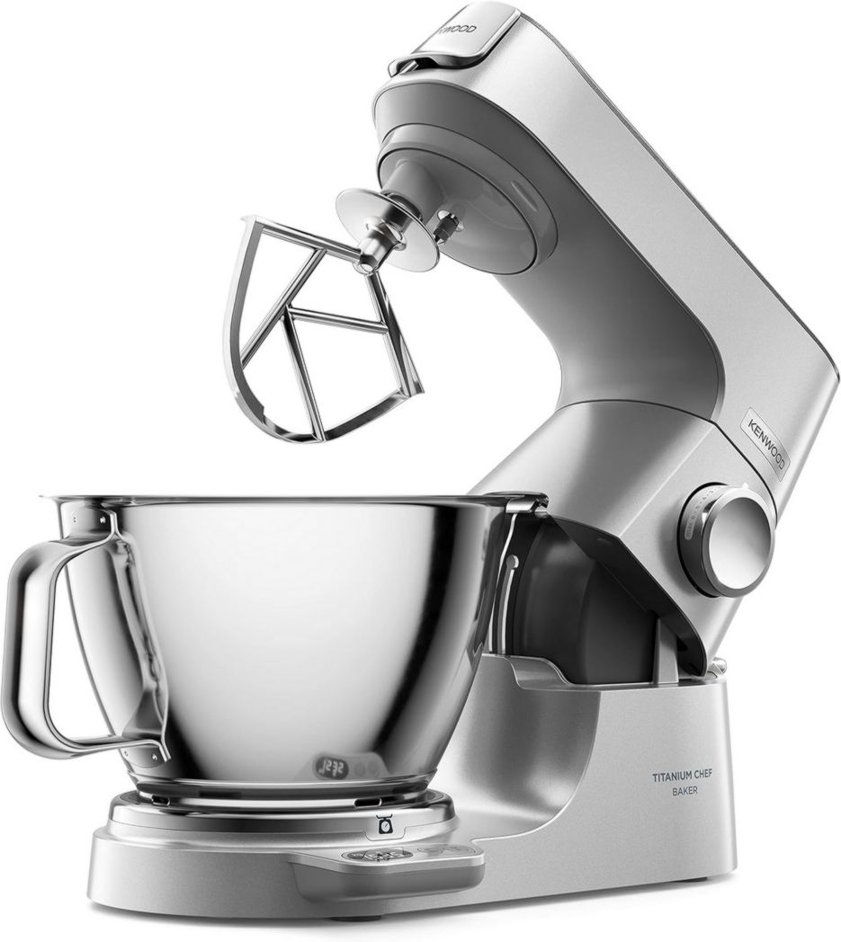 Batidora de pie Kenwood Titanium Chef Baker XL, con batidor K-Beater, gancho para masa, varillas y bol de 7 litros, KVL85.424SI, 1200 W, color plateado