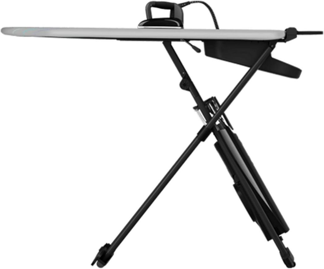 Sistema de planchado Laurastar Smart M con generador de vapor profesional y tabla activa, vapor higiénico, suela 3D, vapor pulsado, ajuste de temperatura único, ruedas, depósito de agua extraíble.