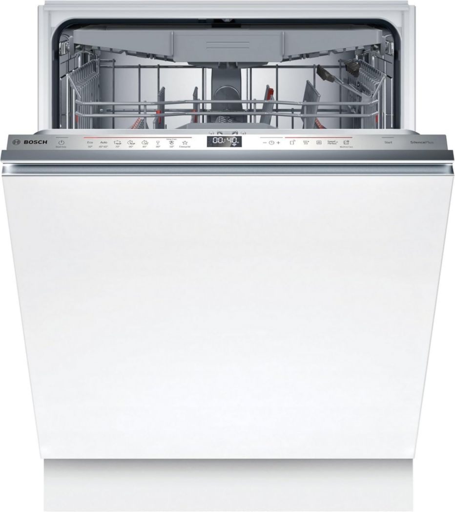 Lavavajillas Bosch SMV4ETX08E Serie 4 Smart, totalmente integrable, 60 cm, con cesto para cubiertos, con asistente de programación, especialmente silencioso, Rackmatic, apertura automática de puerta