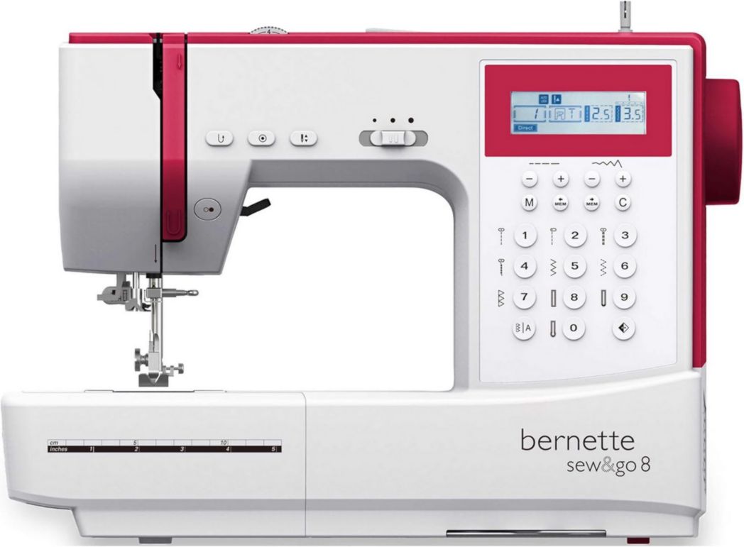 Máquina de coser computerizada Bernette Sew&GO8 con 197 programas de costura, brazo libre, pantalla multifunción, costura, patchwork, quilting, color blanco