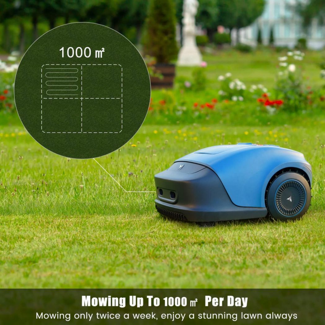 Robot cortacésped HOOKII para jardines de hasta 1000 m², corte paralelo, corte y recarga automáticos, Bluetooth/Wi-Fi, batería de gran capacidad de 4400 mAh - Cargador incluido (versión Wi-Fi)