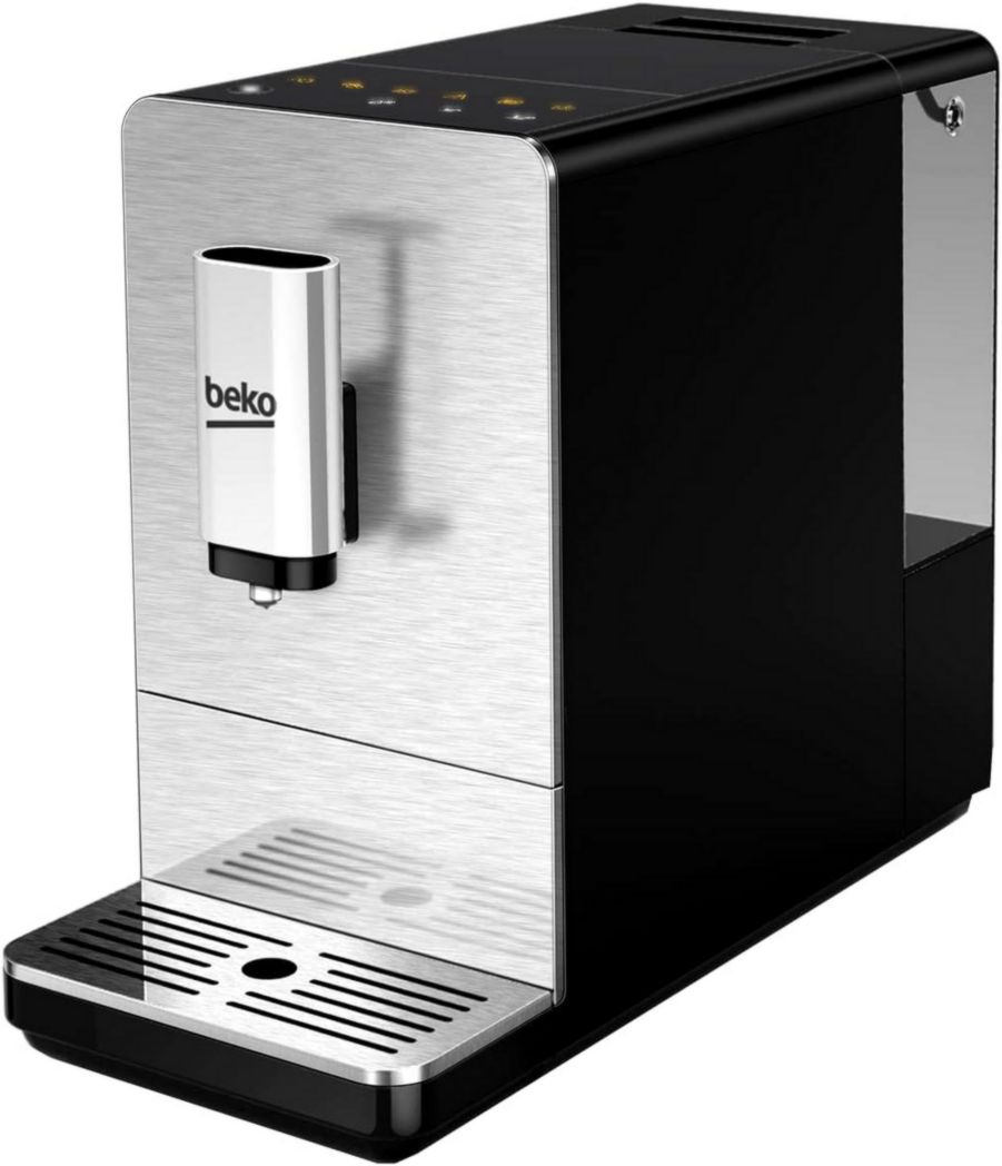 BEKO, Cafetera, espresso automática, 1350 W / 19 bares, Capacidad de café: 125 g, Capacidad de agua: 1,4 L, Sistema de autolimpieza, 5 niveles de molienda, Apagado automático, Frontal de acero inoxidable cepillado