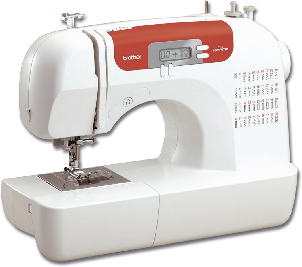 Máquina de coser electrónica CS10S, blanca/roja
