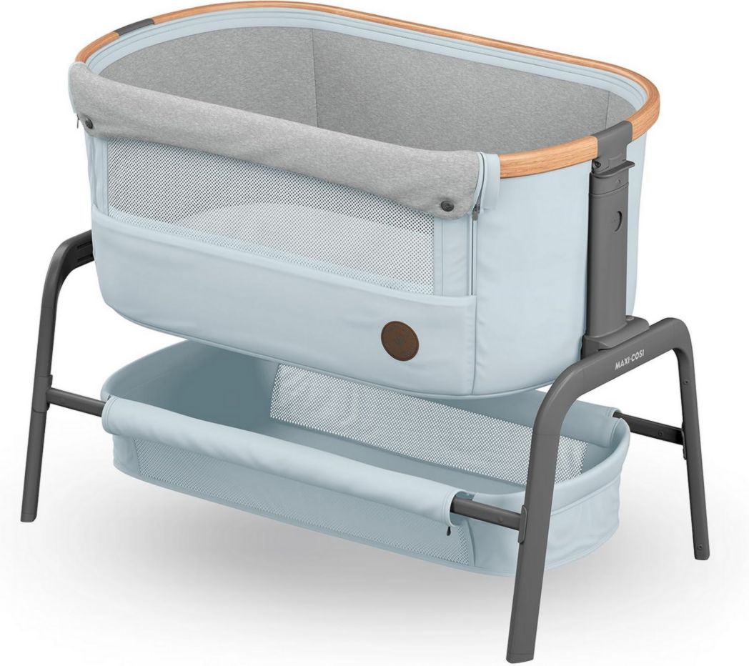 Cuna colecho Maxi-Cosi Iora, cuna colecho plegable para bebés, 0-6 meses, 9 kg máx., 4 posiciones de reclinado y 5 de altura, sistema deslizante, colchón confort, cesta grande, fácil de transportar, Essential Graphite