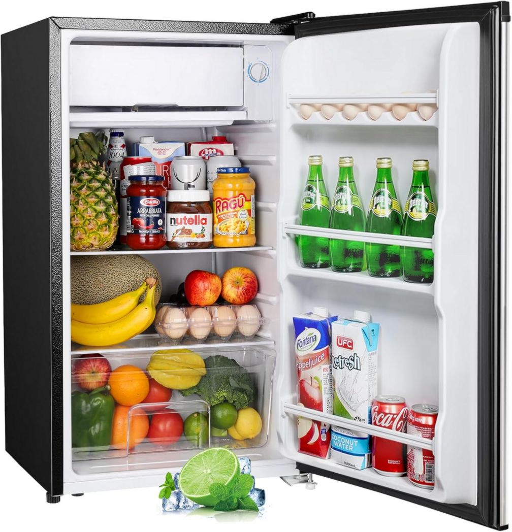 Mini refrigerador Upstreman de 91 l con congelador y termostato ajustable para habitaciones pequeñas. Refrigerador premium para dormitorios y oficinas, blanco - BR321