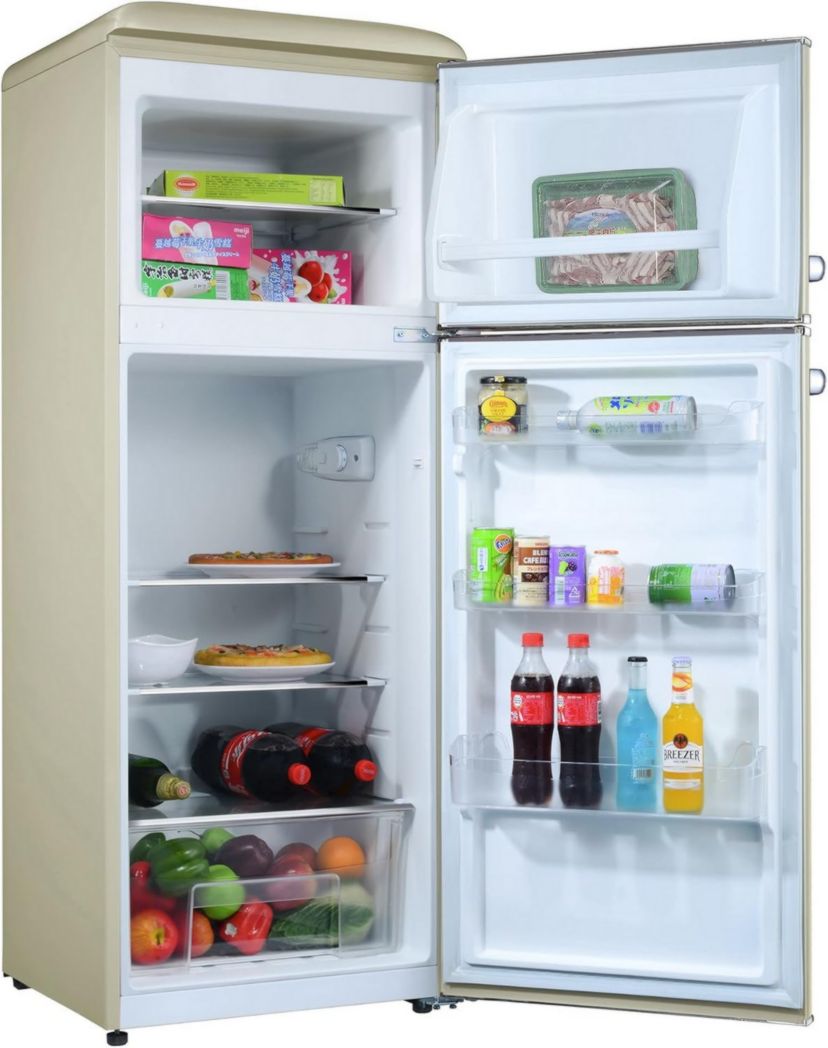 Refrigerador vintage de dos puertas GEDTECH GDPV215CR - Color crema - Capacidad de 215 L - Clase energética E