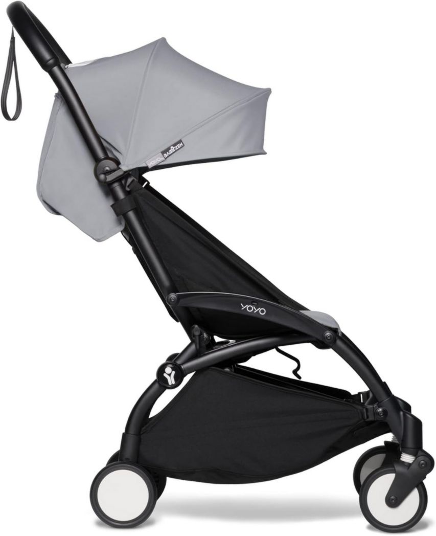 Cochecito BABYZEN YOYO2 6+ (marco negro + paquete color aguamarina): incluye arnés, respaldo, barras de capota, correa para hombros, cojín de asiento y capota a juego.