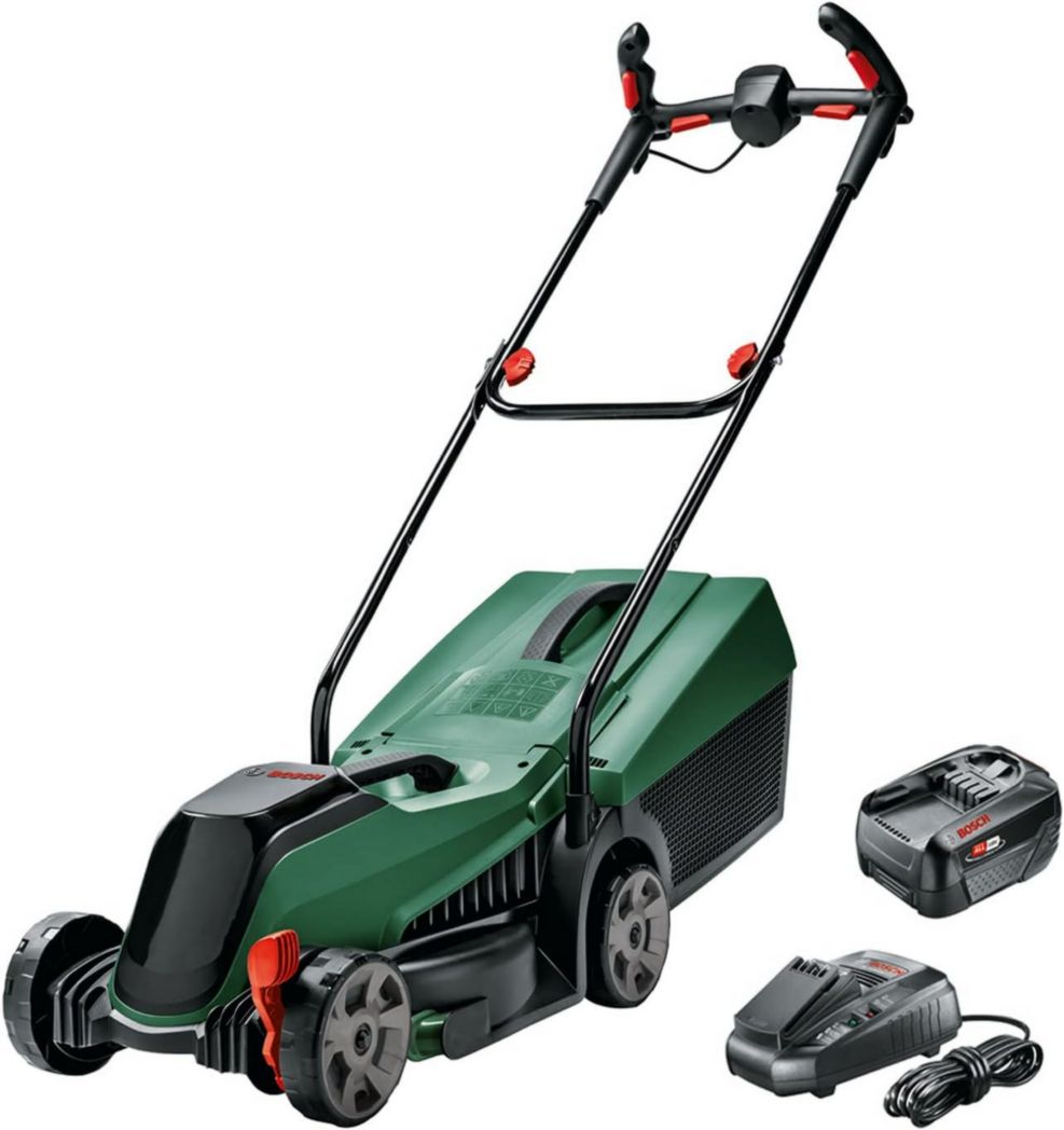 Cortacésped inalámbrico Bosch CityMower 18V-32-300 (18 V, 1 batería de 4,0 Ah, motor sin escobillas, ancho de corte: 32 cm, corta hasta 300 m², en caja de cartón)