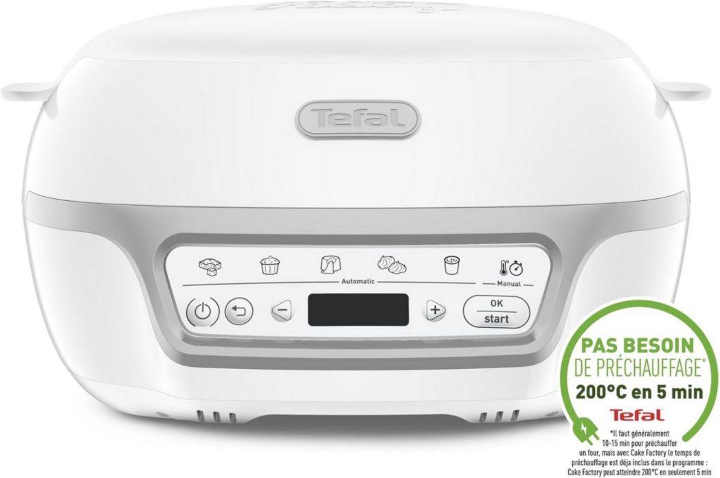 Tefal Cake Factory Delights Silver Maxi Pack, Máquina para hacer pasteles inteligente, 5 programas automáticos, 1 modo manual, Moldes CreaBake, App de recetas, Compatible con CreaBake, KD812110