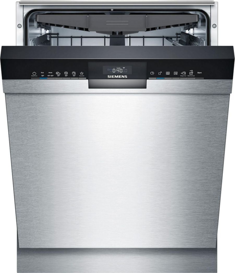 Siemens SN43ES14VE iQ300 Lavavajillas inteligente, lavavajillas bajo mueble con cajón para cubiertos, 60 cm, apertura automática de la puerta gracias a AutoOpen, especialmente silencioso con