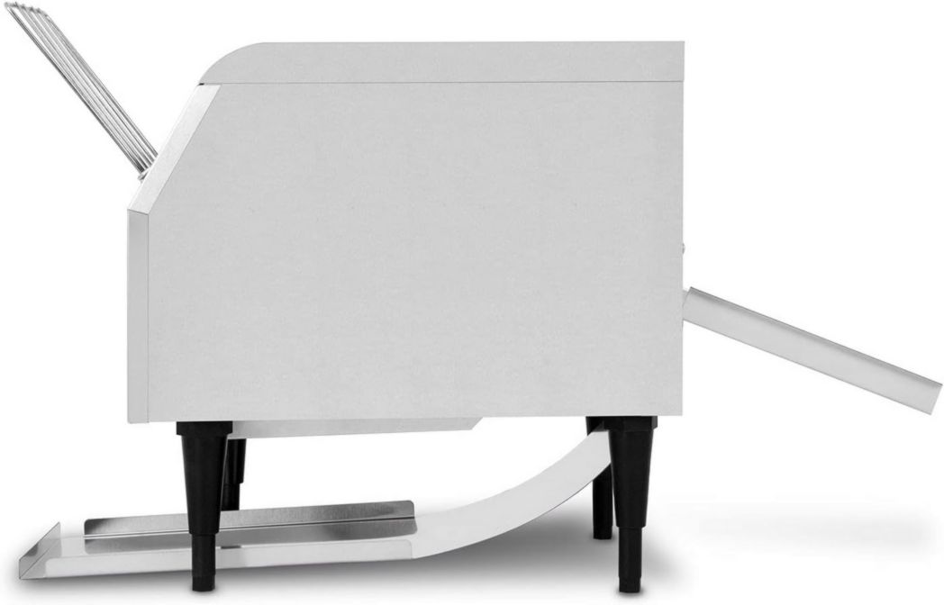 Tostadora profesional de cinta transportadora, acero inoxidable VERDE (1940 W, 230 V, para tostadas y hamburguesas, 1 rampa de inserción, 2 rampas de expulsión, 7 niveles de velocidad, bandeja recogemigas)