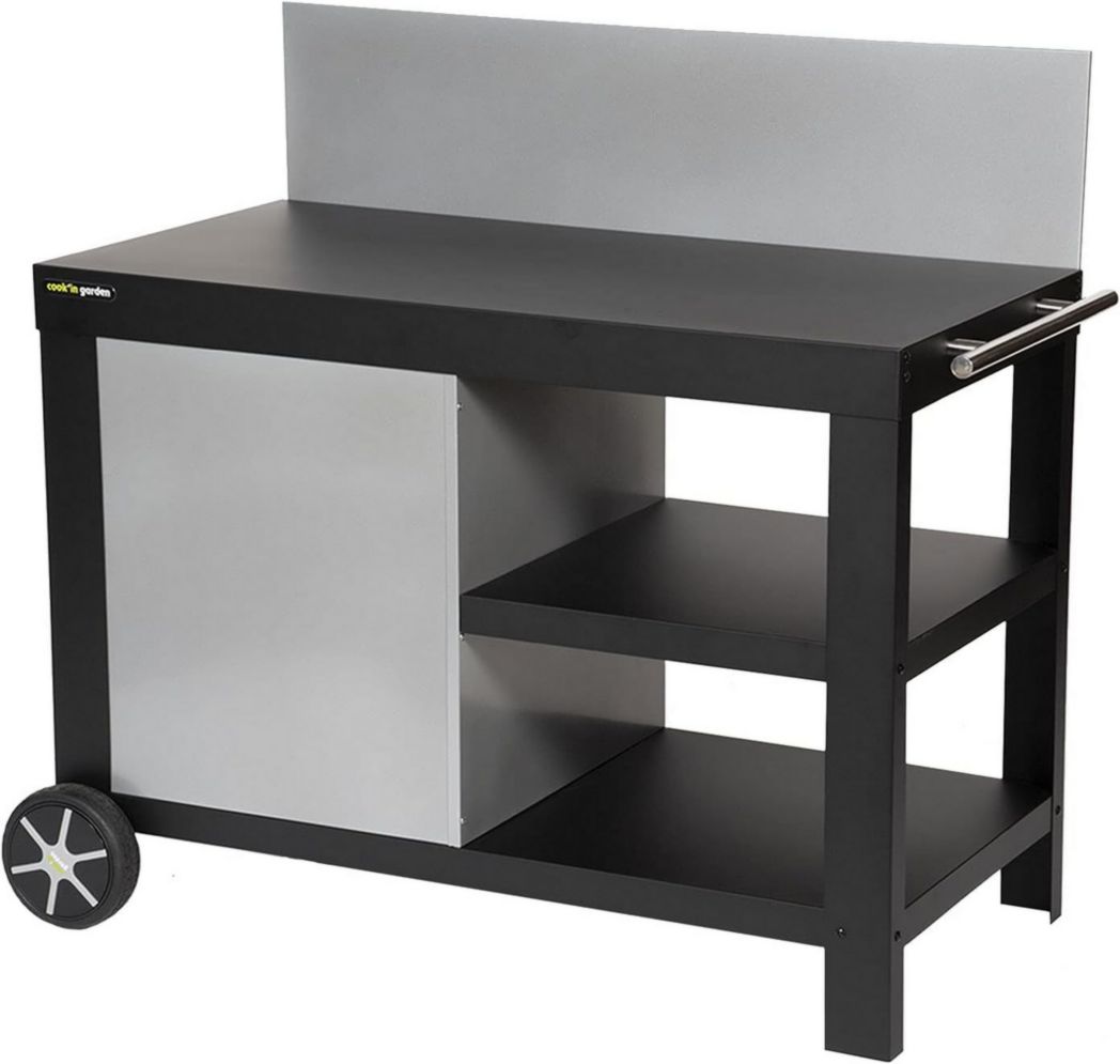 Cook'in Garden - Carrito Nova de acero negro para plancha. Carrito con ruedas para exterior, ideal para plancha y barbacoa.