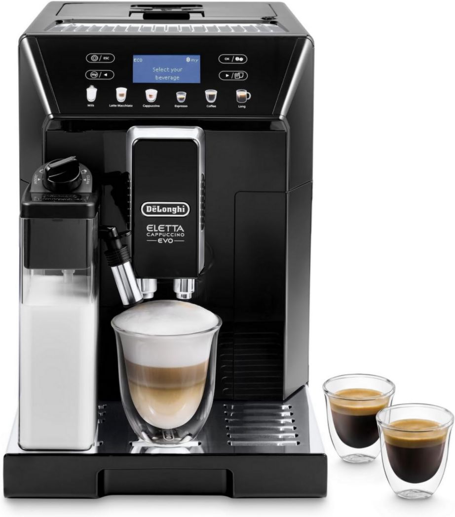 Cafetera De'Longhi Eletta Evo ECAM46.860.B de grano, espresso y capuchino, pantalla táctil LCD, color negro