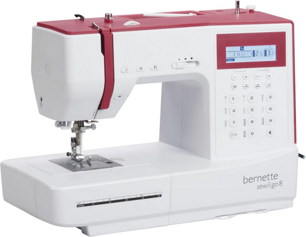 Máquina de coser computerizada Bernette Sew&GO8 con 197 programas de costura, brazo libre, pantalla multifunción, costura, patchwork, quilting, color blanco