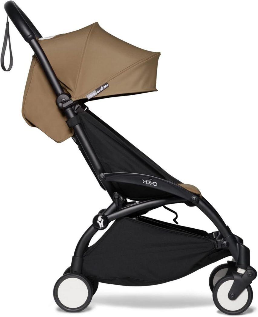 Cochecito BABYZEN YOYO2 6+ (marco negro + paquete color aguamarina): incluye arnés, respaldo, barras de capota, correa para hombros, cojín de asiento y capota a juego.