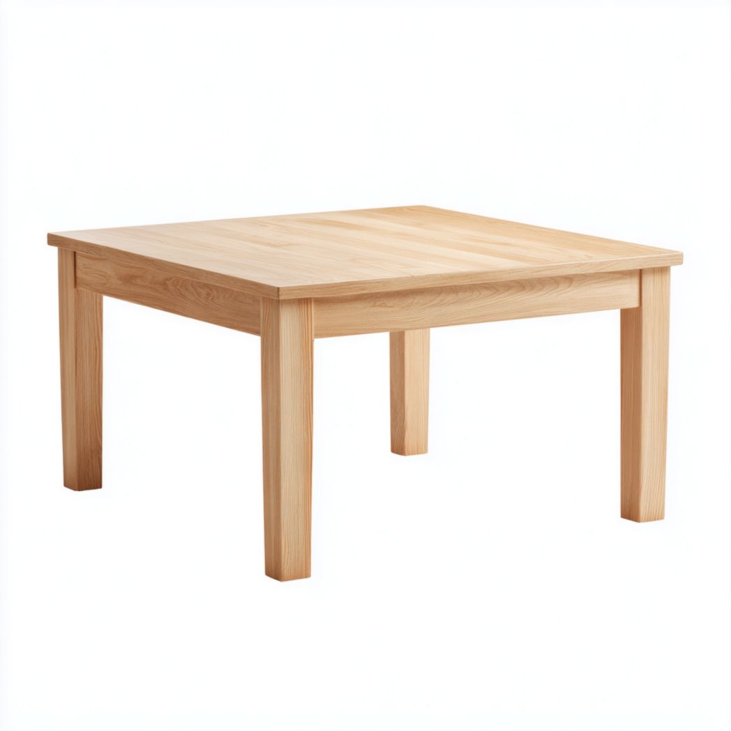 Mesa de centro cuadrada con estructura marrón claro